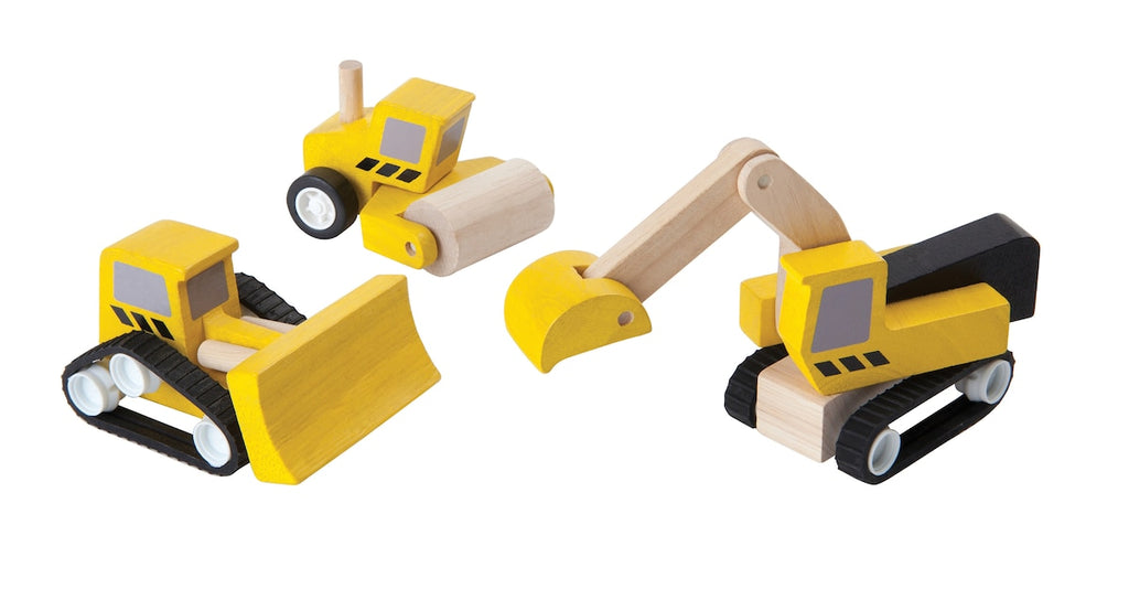 Anleggsmaskin-sett i gummitre 14,2 cm bakside