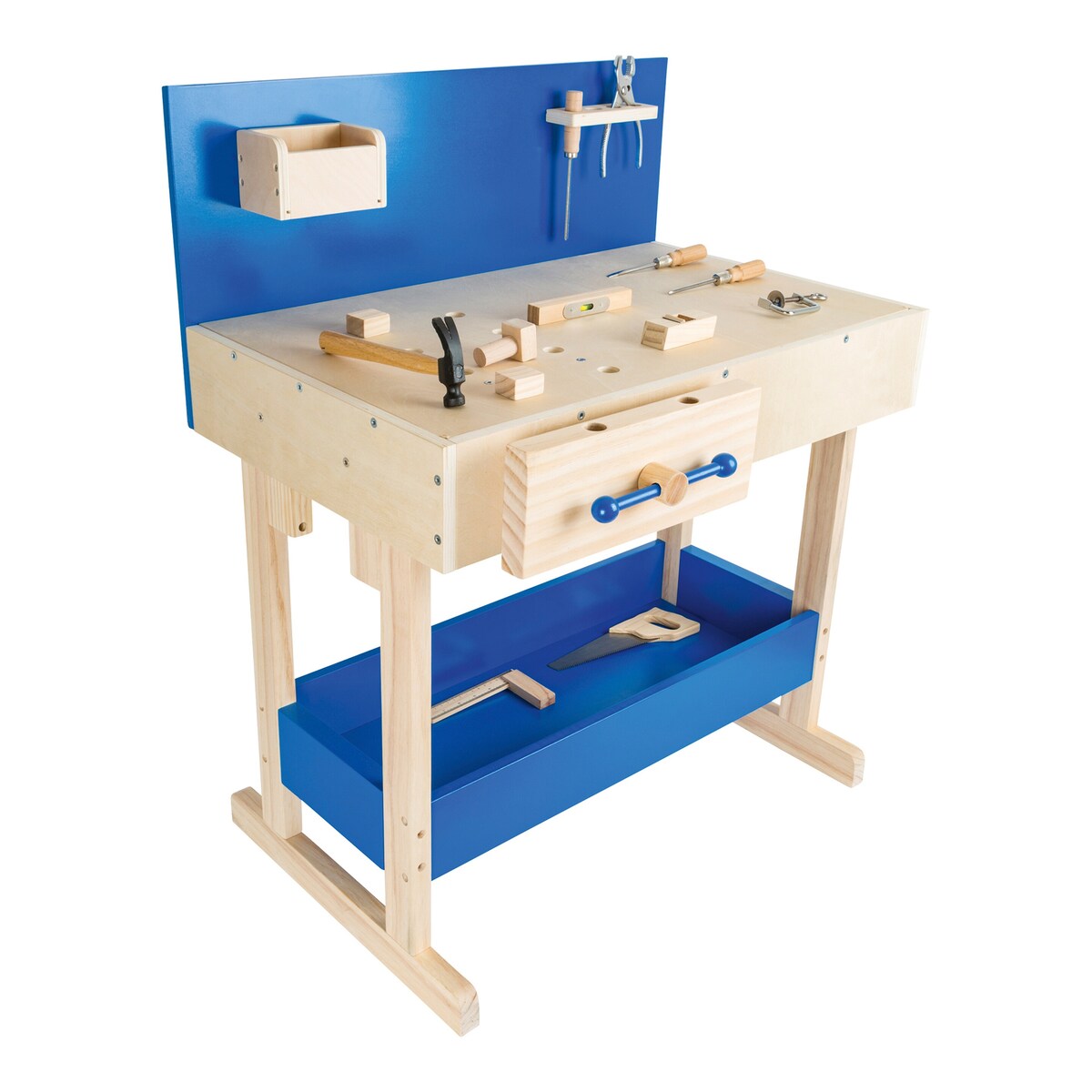 Arbeidsbenk for barn i tre med tilbehør 72x44x93 cm bakside