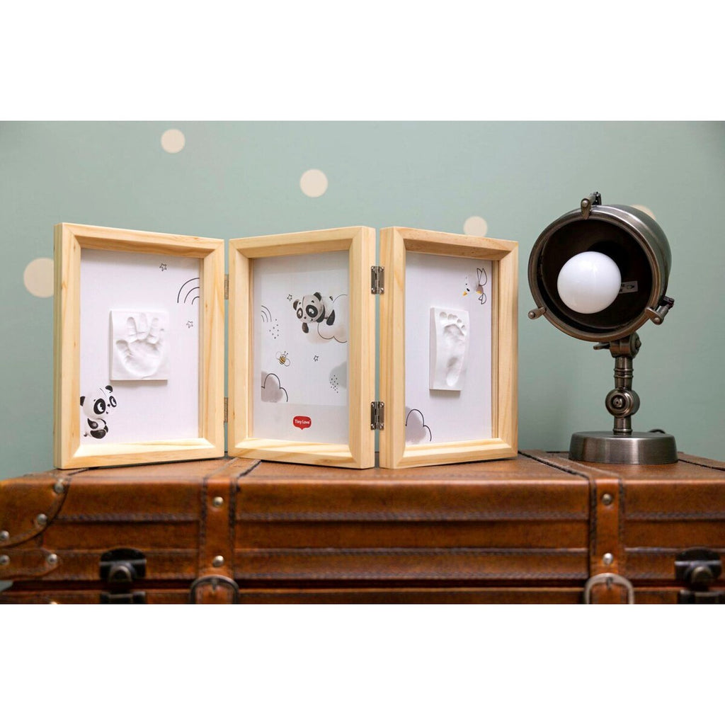Avtrykkssett Double Frame Wooden 49,2 x 21,4 cm nærbilde av leire og roller