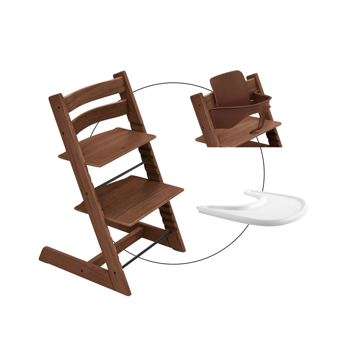 Tripp Trapp barnestol eik med babysett og brett 79 cm - Stokke