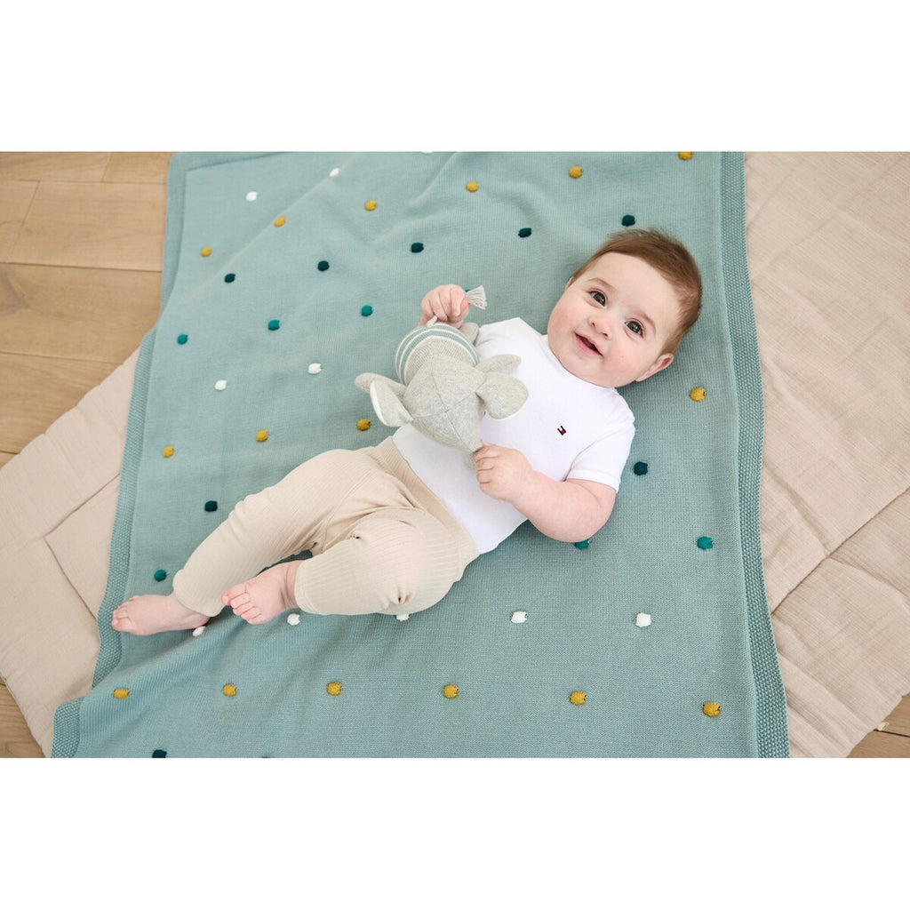 Babyteppe strikk med gritering elefant 80x100 cm bomull - BORNINO HOME
