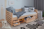 Sofaseng Naomi med oppbevaringsskuffer 90x200 cm furu - Ticaa