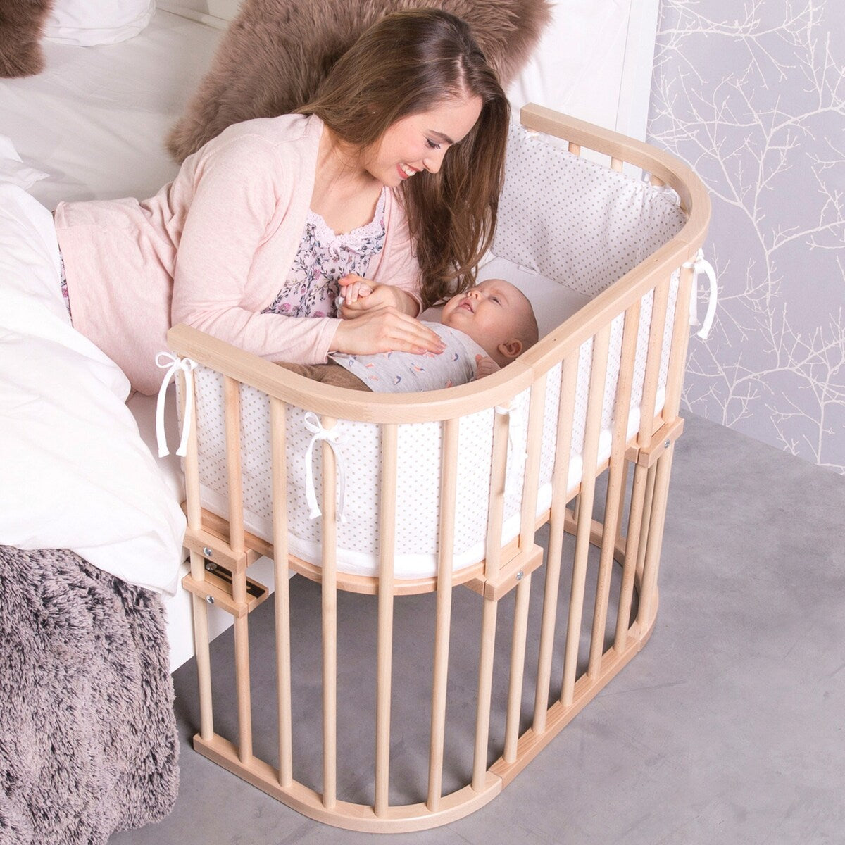 Bedside crib Original 81x43 cm massiv bøk - babybay