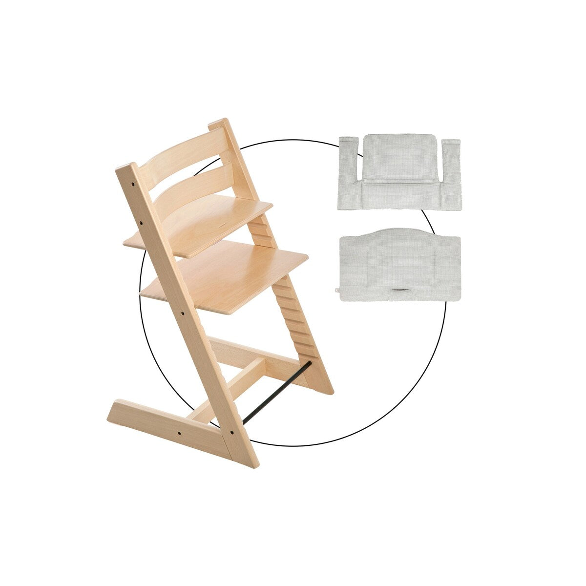Trappestol Tripp Trapp med sittepute Nordic Grey i bøk - Stokke