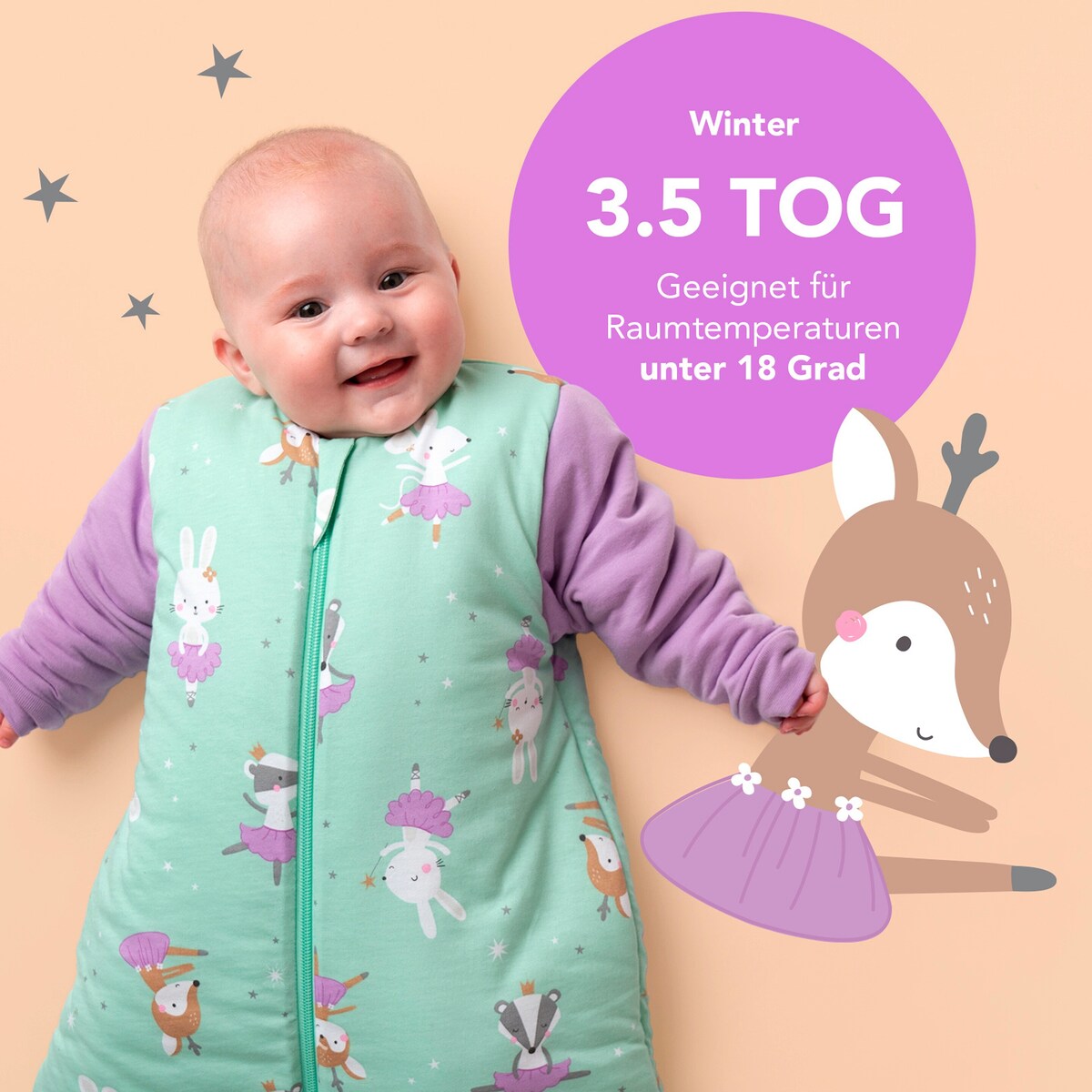 Sovepose uten føtter 3.5 TOG bomullsjersey - schlummersack