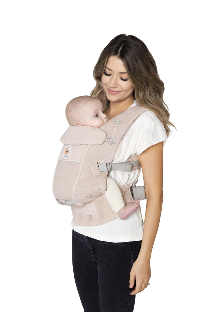 Bæresele Adapt SoftFlex Mesh Pink Quartz med kappe for solbeskyttelse