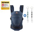 Bæresele XT 3,5-20 kg med 2 smokkebånd i silikon, Denimblue fra manduca sett forfra
