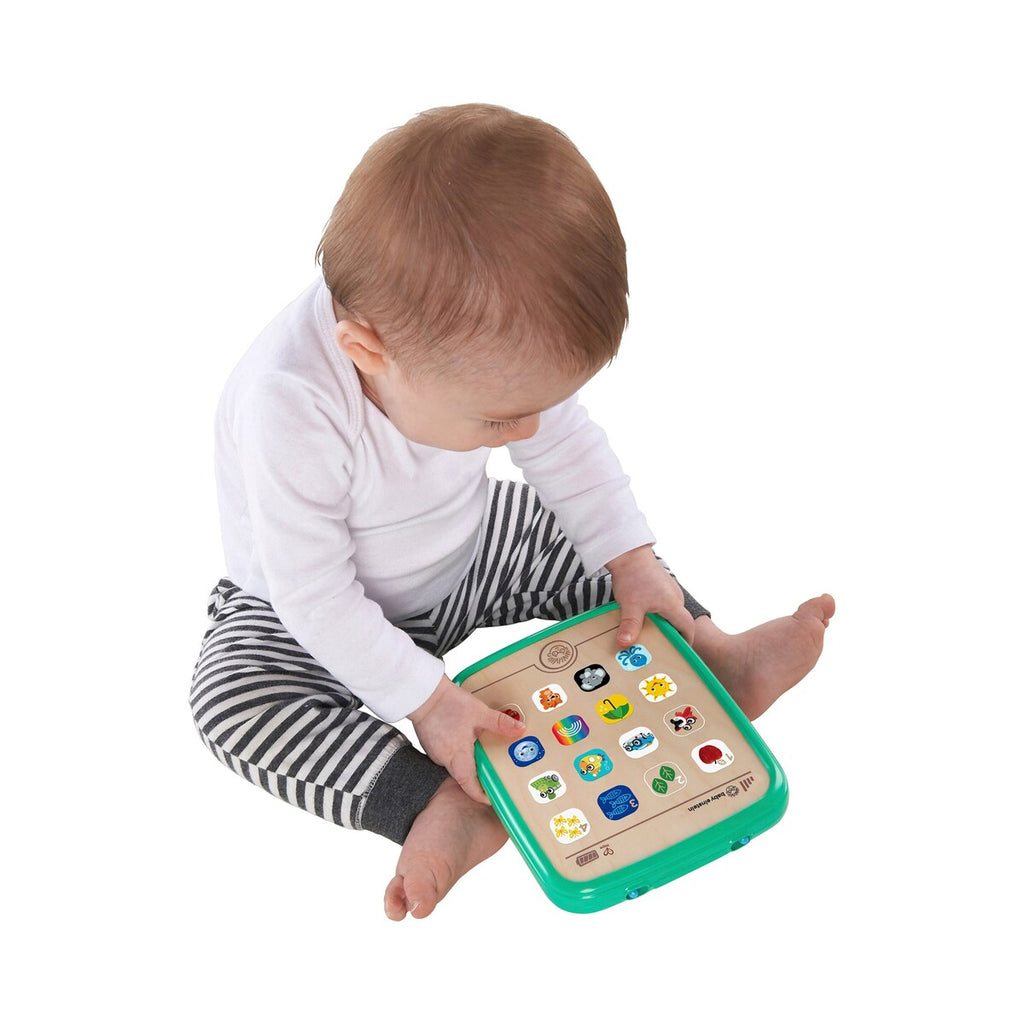 Detalj av tre-elementer på Baby læringstablet Magic Touch i tre fra 6 mnd fra Hape