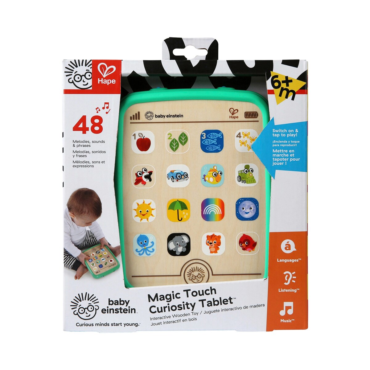 Pakning av Baby læringstablet Magic Touch i tre fra 6 mnd fra Hape