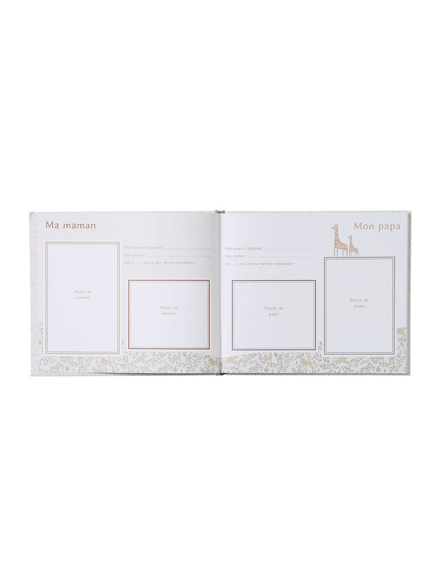 Detalj av innbinding på Baby minnebok med hardcover 47 sider