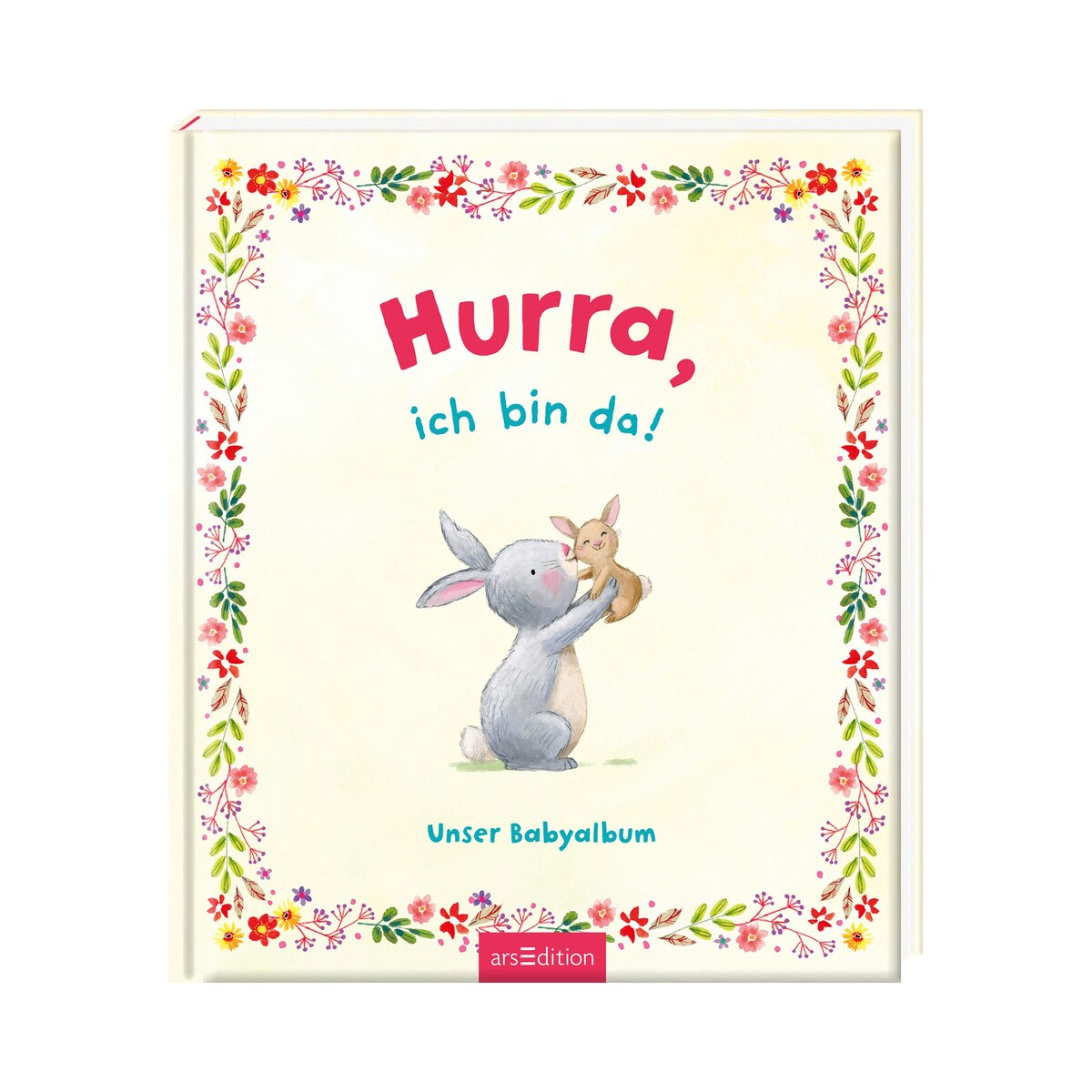 Babyalbum med polstret hardcover 80 sider på tysk fra arsEdition vist forside