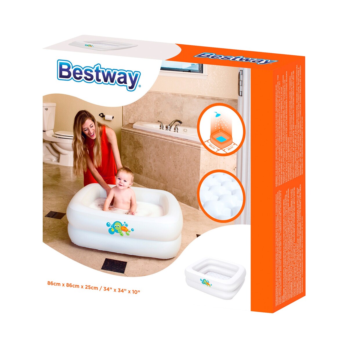 Montert Babybasseng for dusj 86x86 cm i vinyl 0-3 år