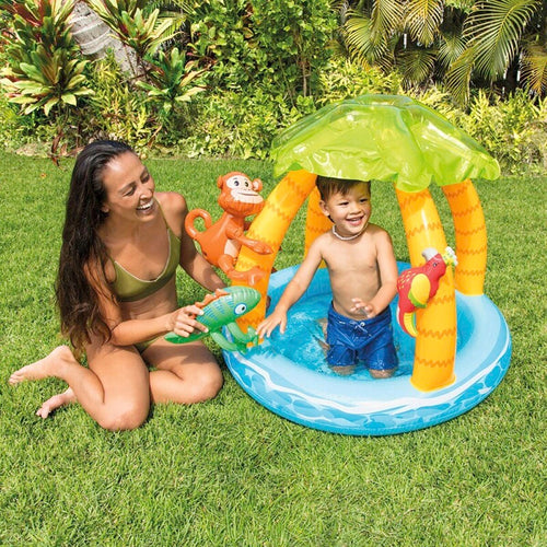 Babybasseng Tropical Island med solskjerm bakside