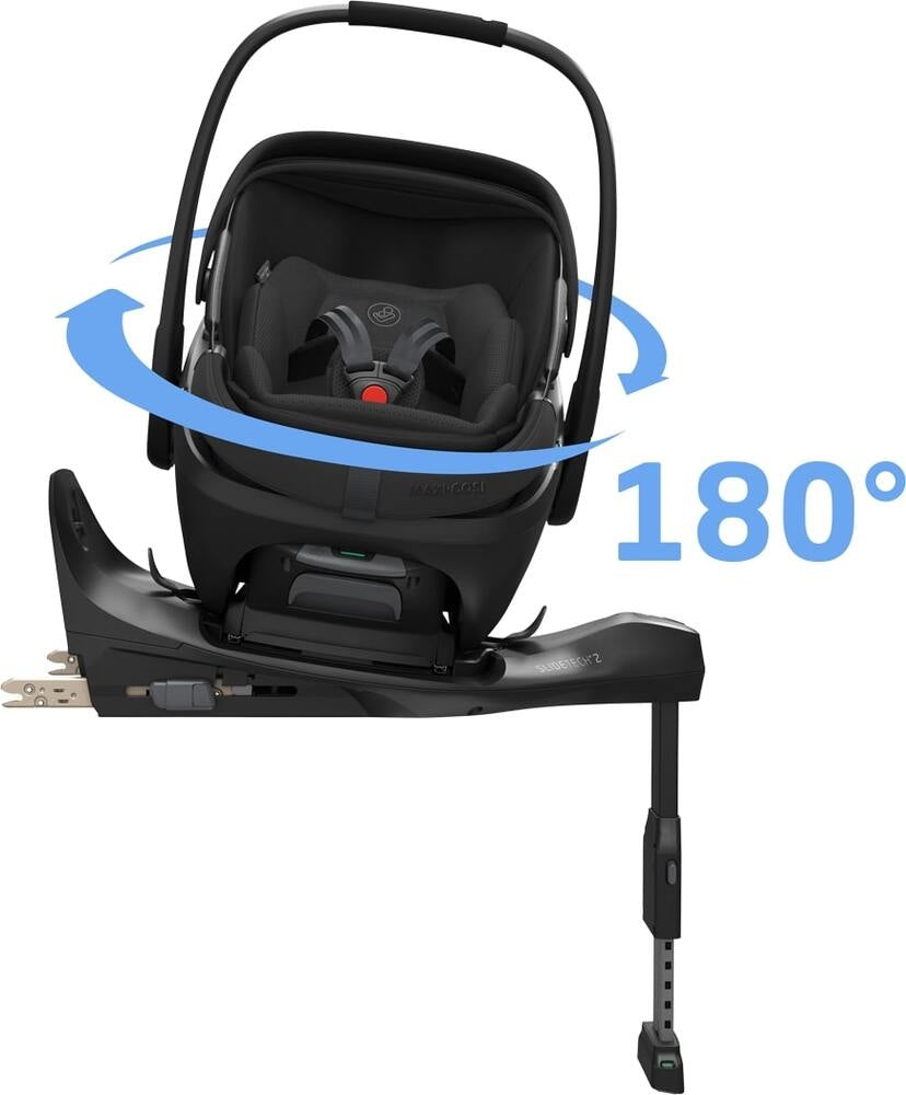 Babybilstol Coral Slide Pro 40-87 cm Onyx Black montert på barnevogn