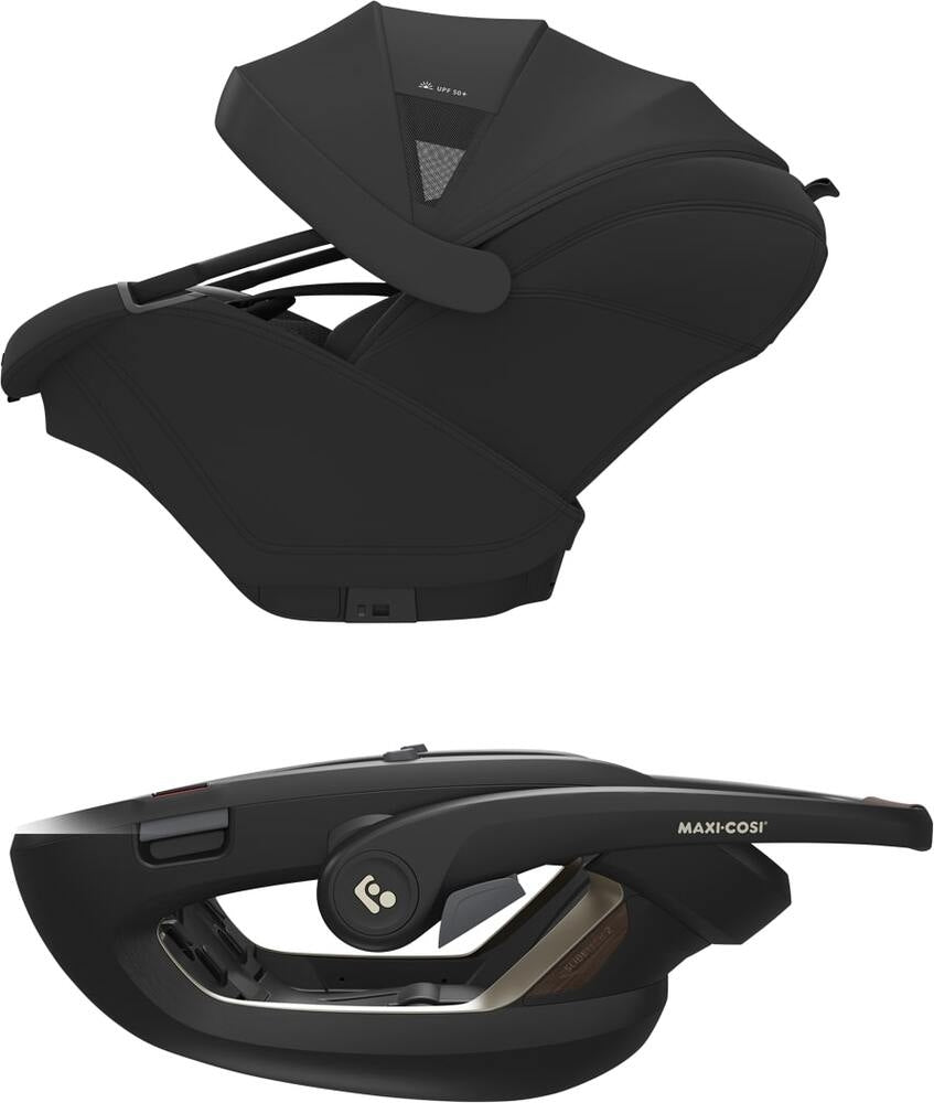 Babybilstol Coral Slide Pro 40-87 cm Onyx Black med solskjerm utfelt