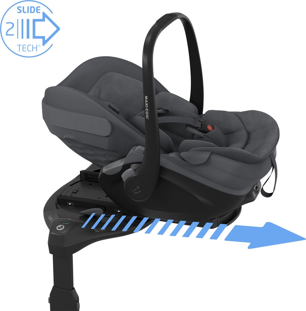 Nærbilde av stoff og ventilasjon på Babybilstol Pebble Slide Pro