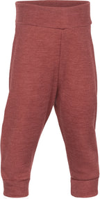 Babybukse merino/silke med navlestrikk GOTS str. 74/80 kobber forfra