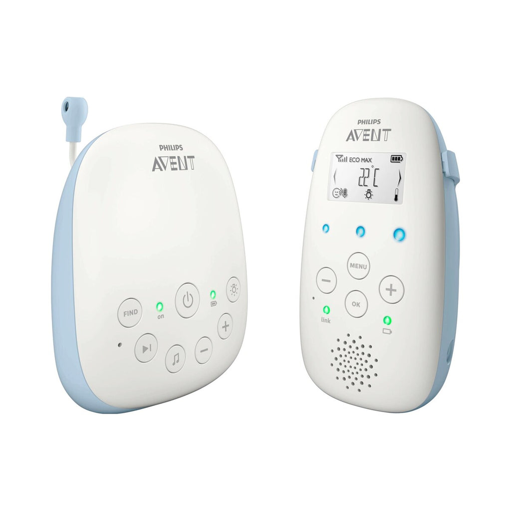 Bakside av Babycall DECT SCD715 26 med tilkoblinger