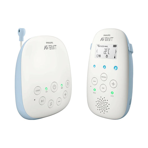 Bakside av Babycall DECT SCD715 26 med tilkoblinger