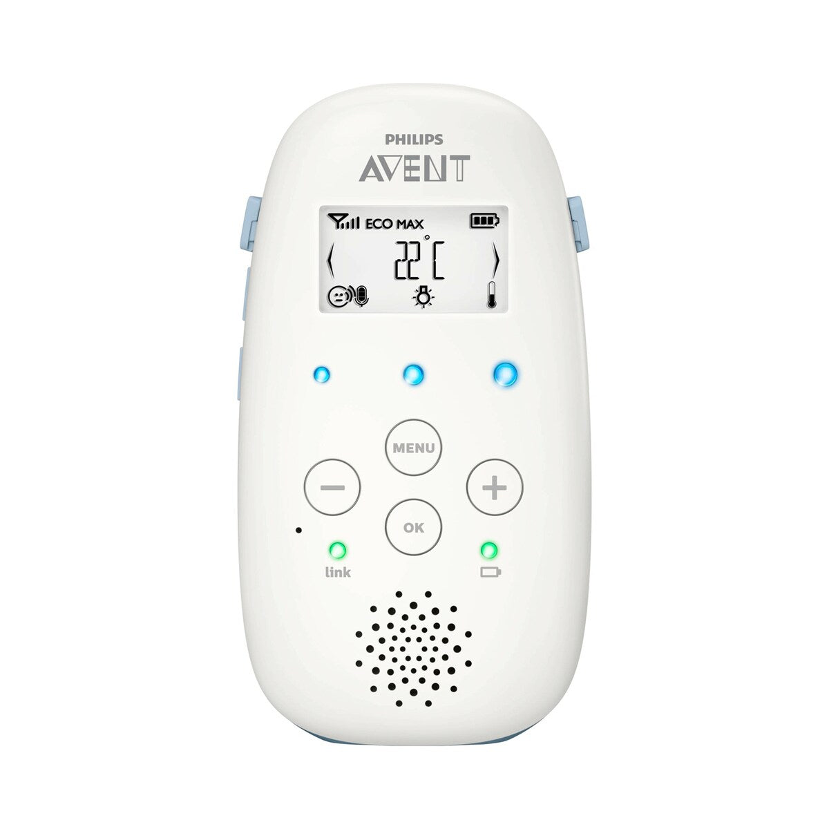 Detalj av knappene på Babycall DECT SCD715 26