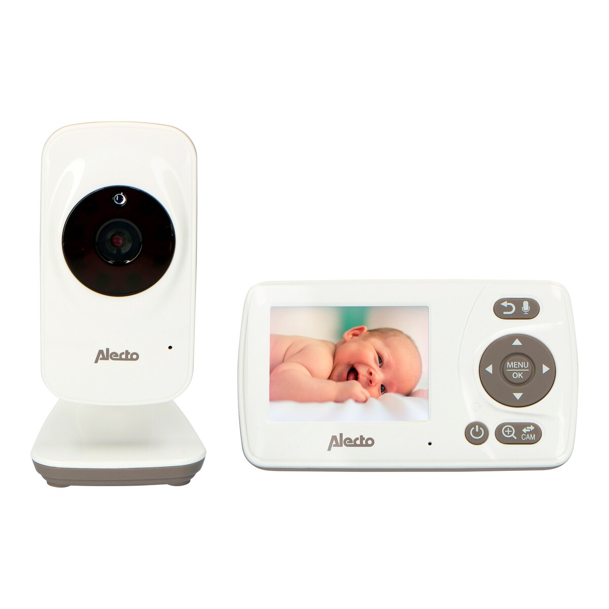 Babycall DVM71 bakside med tilkoblinger