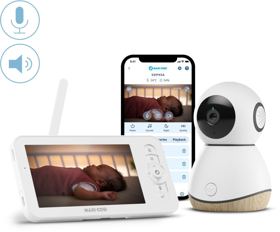 Babycall med gråteanalyse og HD-kamera hvit - Maxi-Cosi See Pro forfra