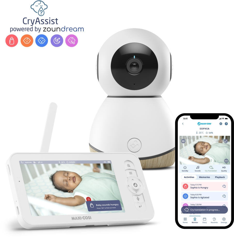 Foreldreenhet til Babycall med gråteanalyse og HD-kamera hvit - Maxi-Cosi See Pro