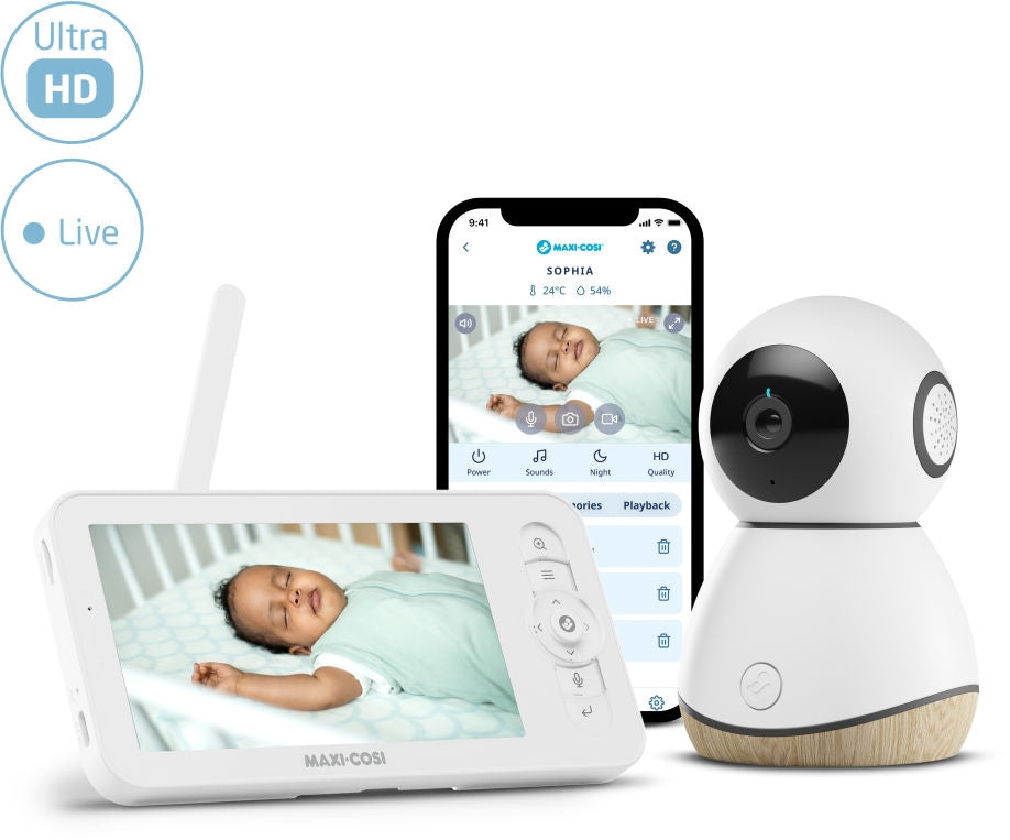 Kabler inkludert med Babycall med gråteanalyse og HD-kamera hvit - Maxi-Cosi See Pro