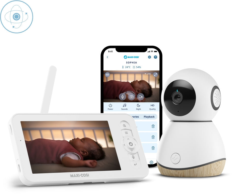 Veggfeste for Babycall med gråteanalyse og HD-kamera hvit - Maxi-Cosi See Pro