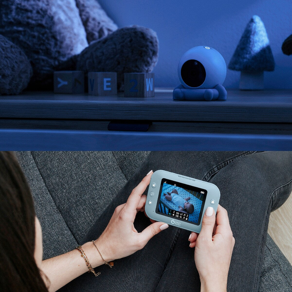 Babycall med kamera YOO Roll i bruk med sleep-teknologi