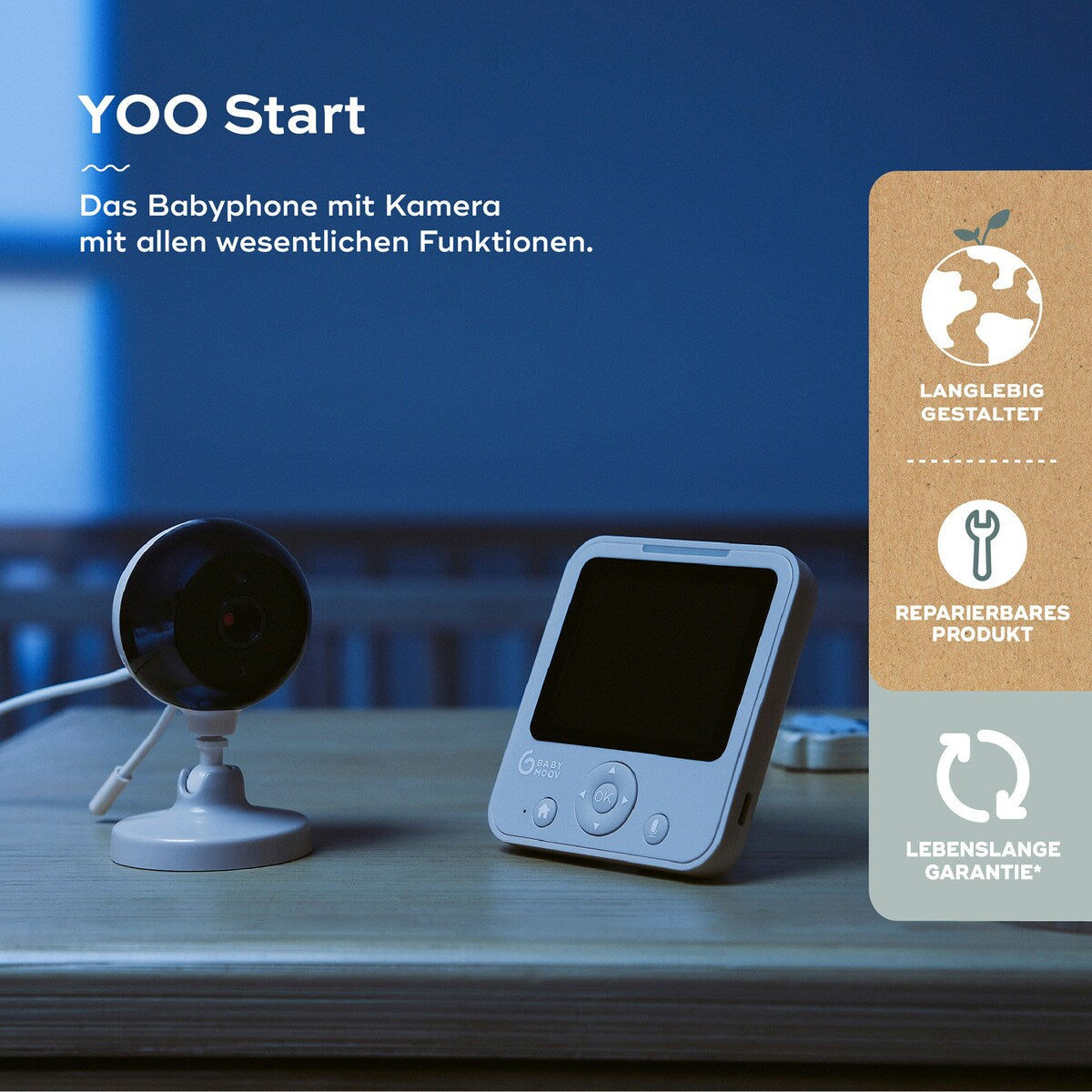 Babycall med kamera YOO START, 2,8" skjerm, 360° - Babymoov