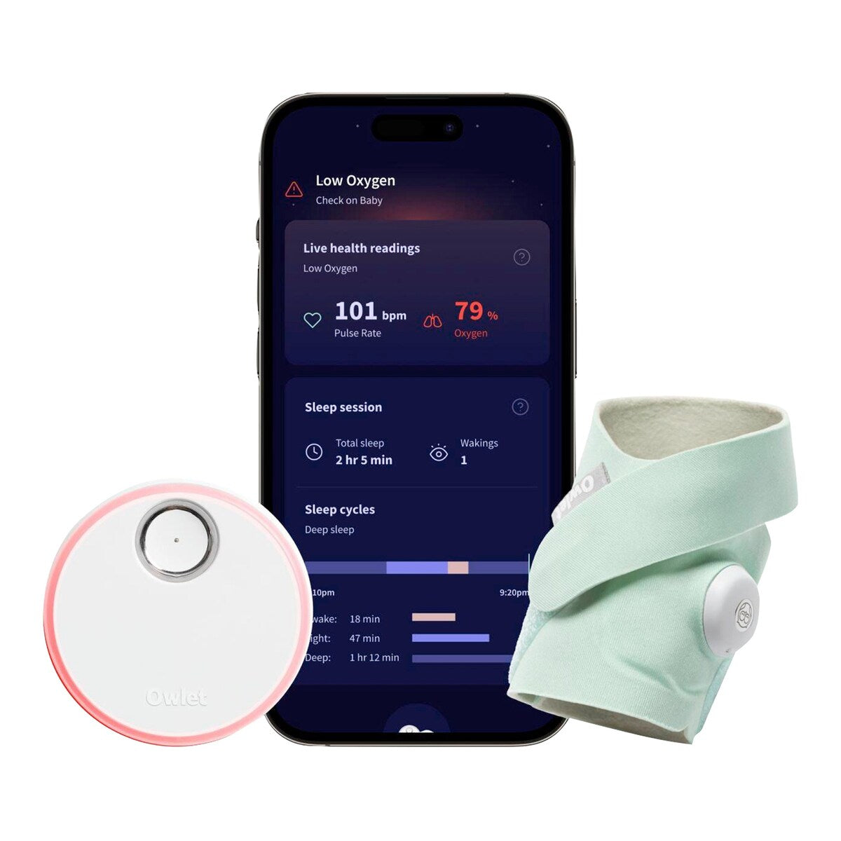 Babycall med pulsoksimeter Dream Sock 0-18 mnd bakside
