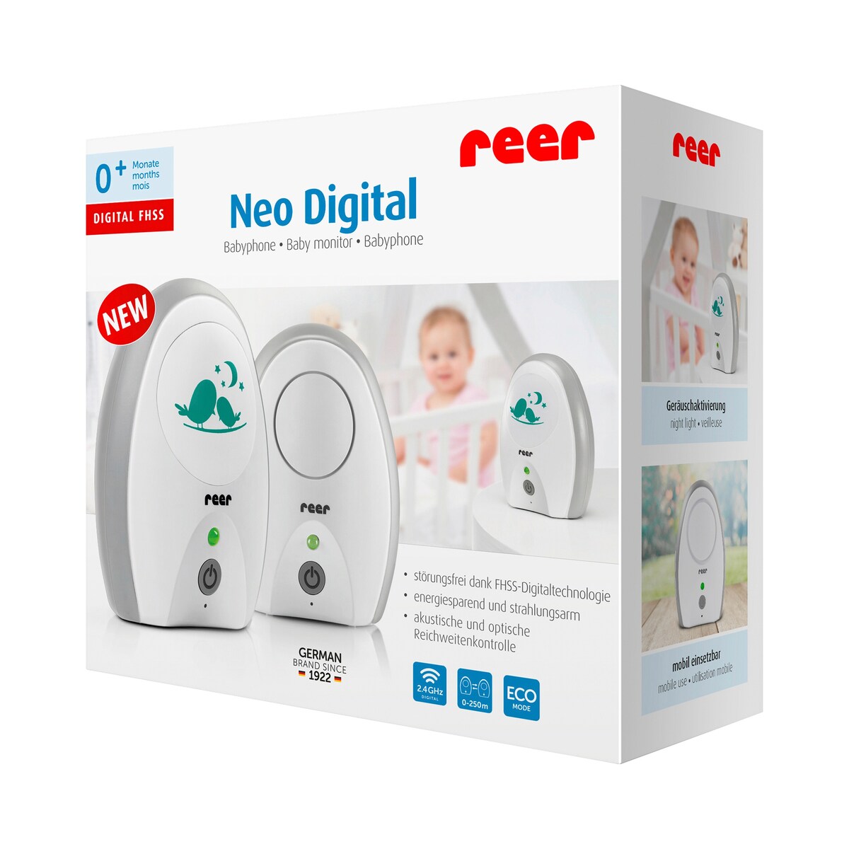 Babycall Neo Digital med ECO-modus i bruk hos foreldre