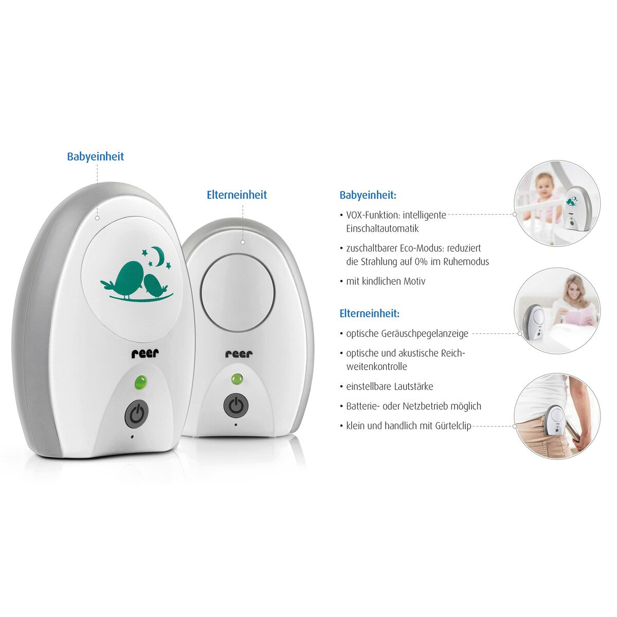 Babycall Neo Digital med ECO-modus rekkeviddekontroll indikator
