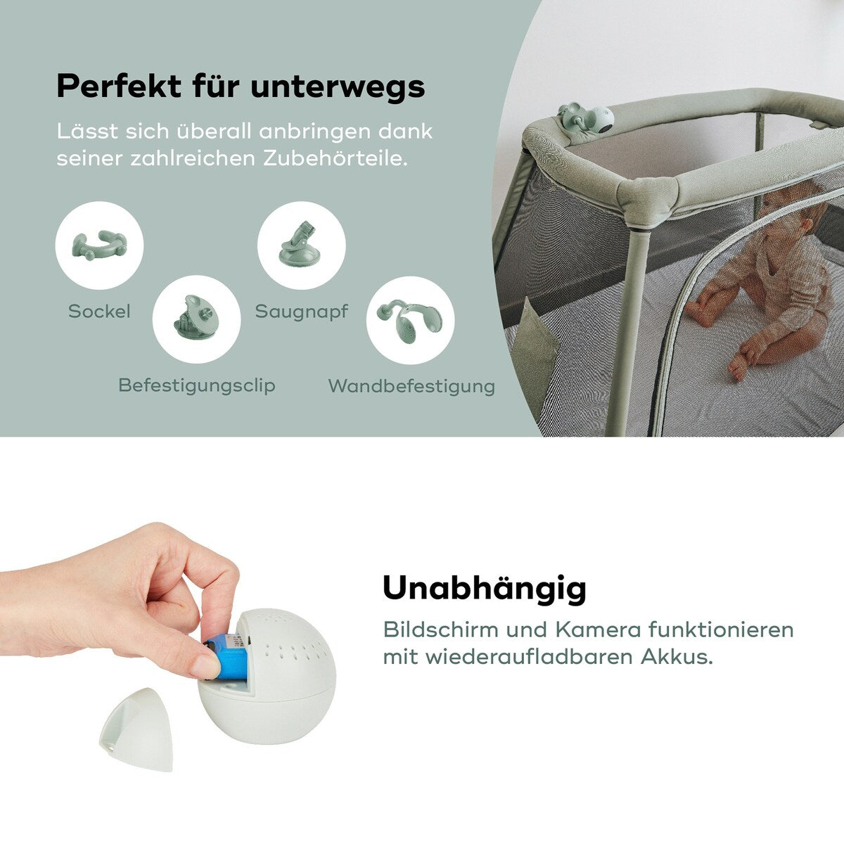 Babycall Yoo Go Plus HD med 5-tommers skjerm festemuligheter