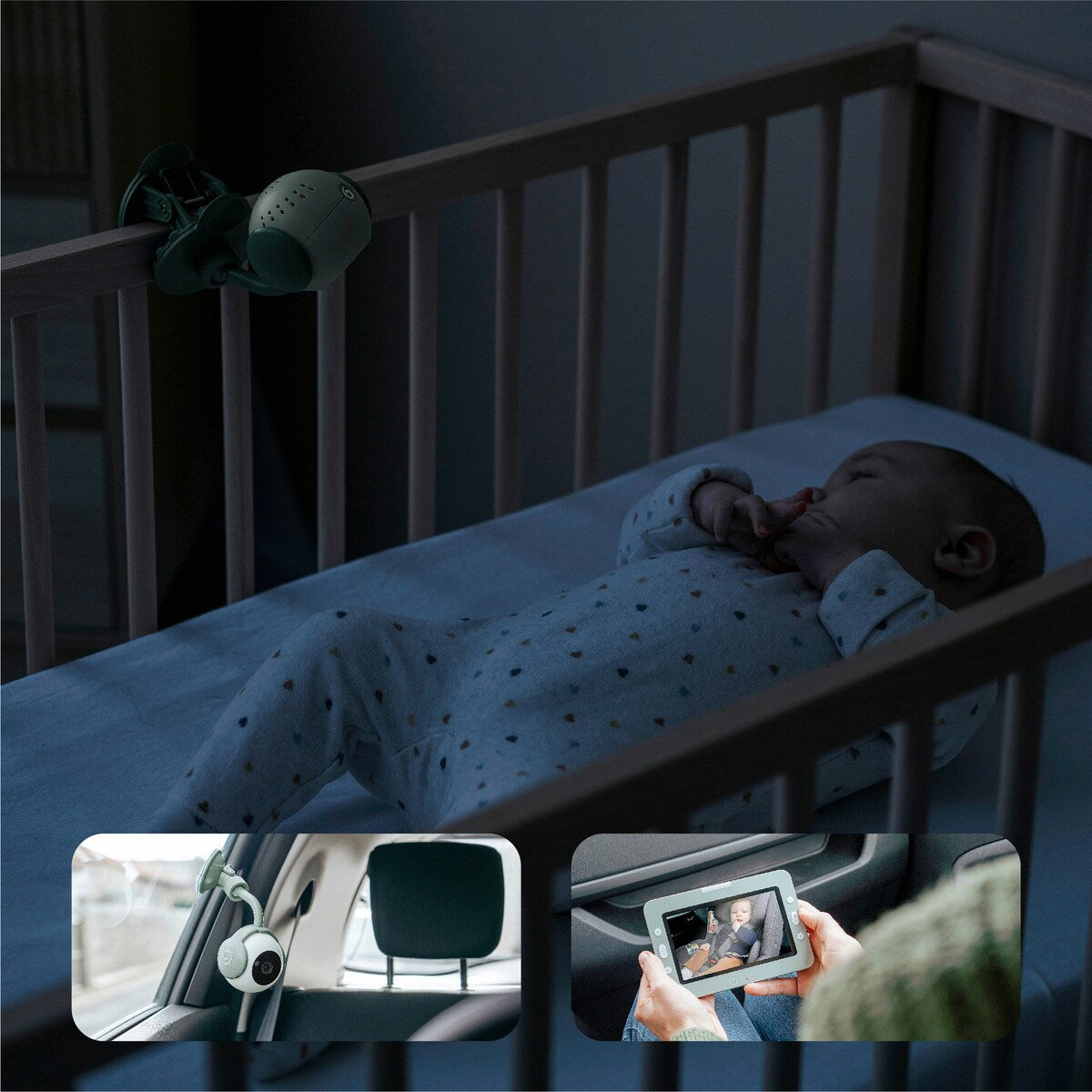 Babycall Yoo Go Plus HD med 5-tommers skjerm med veggfeste