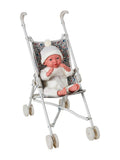 Babydukke 40 cm med ekstra vekt og strikket pyjamas forfra