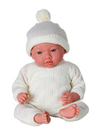 Babydukke 40 cm med ekstra vekt og strikket pyjamas bakside