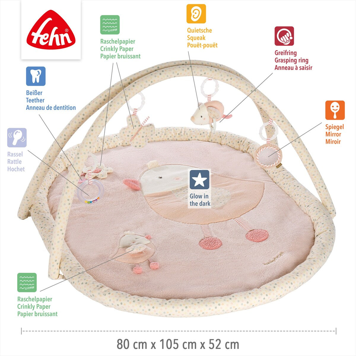 Babygym med 3D-aktivitetsmatte Vogel feehnLAND montert og klar til bruk