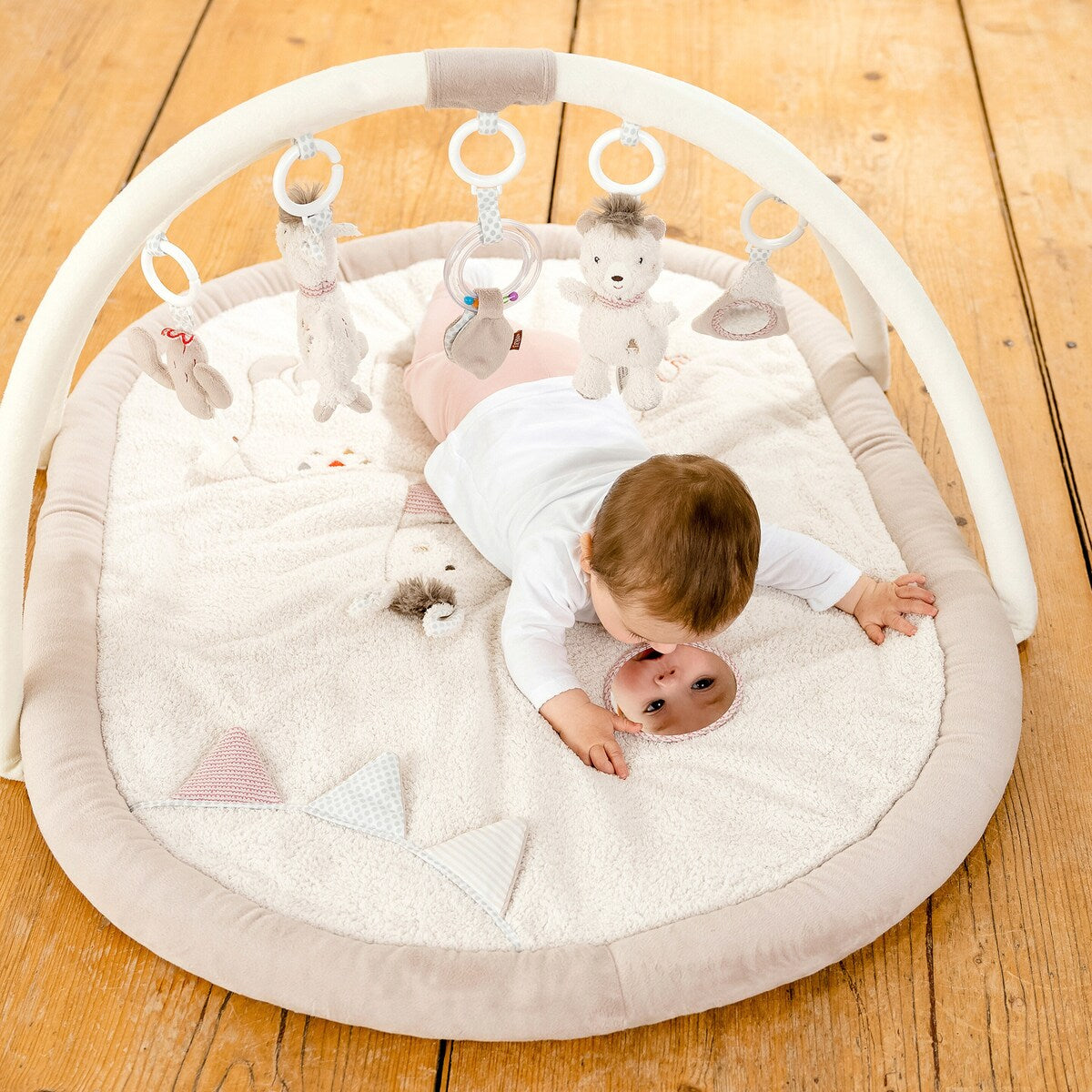 Babygym med 3D-aktivitetsteppe Peru 80x105 cm montert