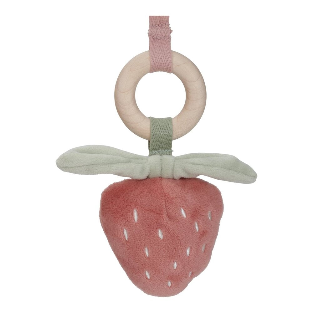 Detalj av Babygym Fairy Garden i tre med aktivitetsleker rosa rådyr