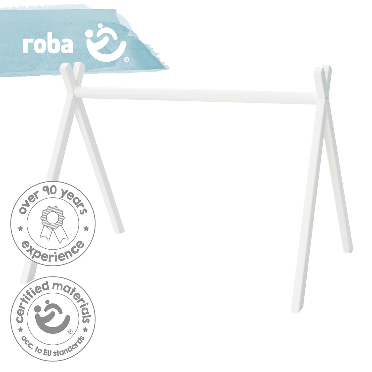 Babygym i hvitlakkert tre 52 x 70 x 50,5 cm fra fødsel detalj