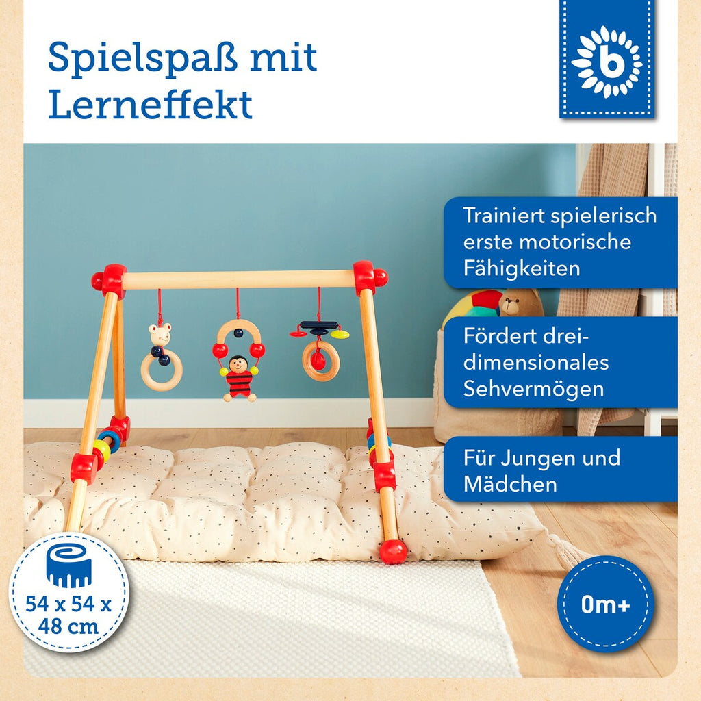 Babygym i tre fra fødsel 54x54x48 cm Bieco bakside