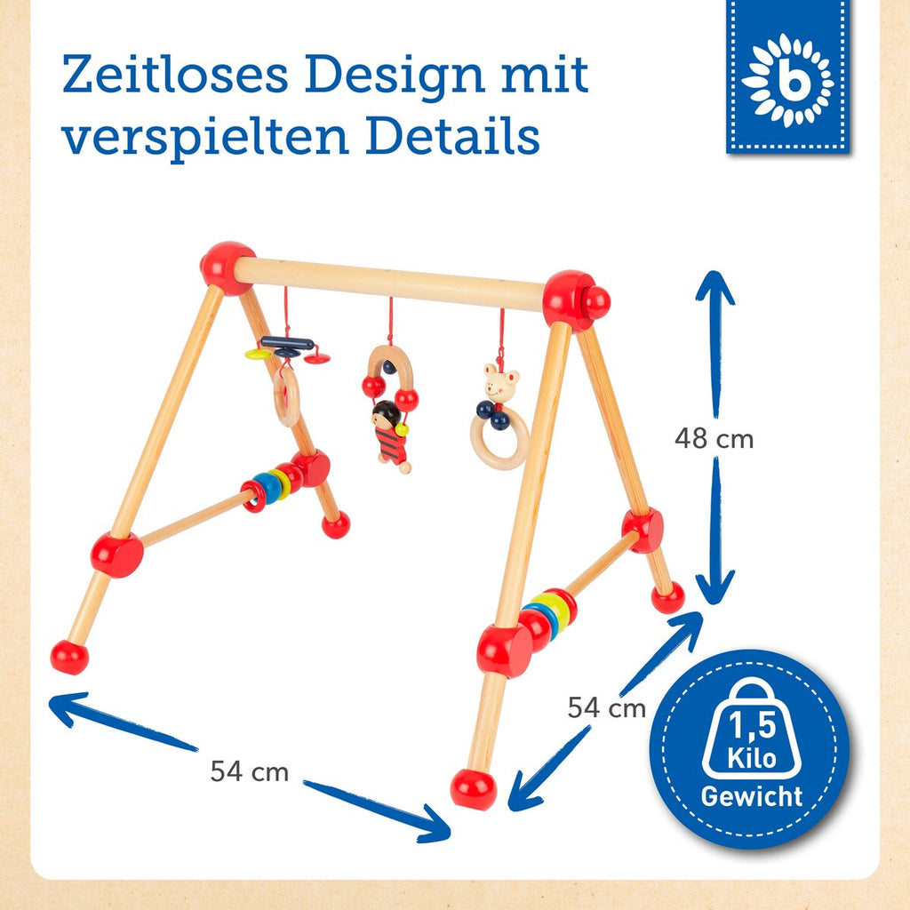 Babygym i tre fra fødsel 54x54x48 cm Bieco montert i barnerom