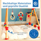 Babygym i tre fra fødsel 54x54x48 cm Bieco med hengende leker