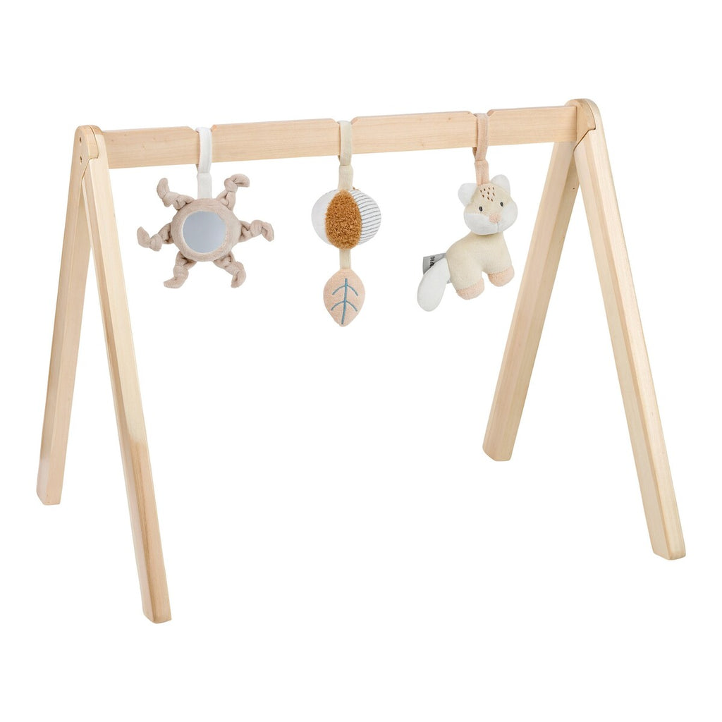 Babygym i tre med 3 leker 50x60 cm fra fødsel forfra