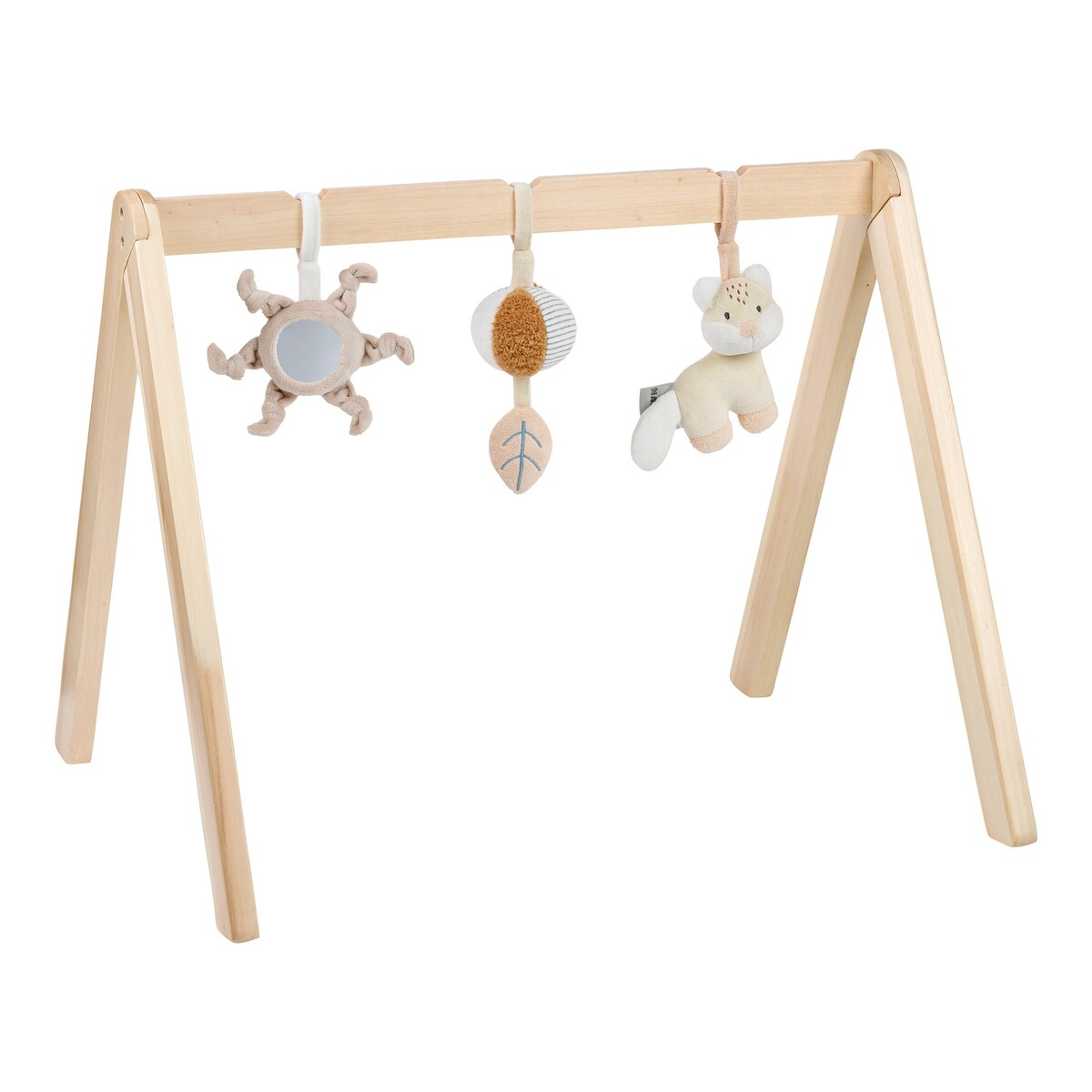 Babygym i tre med 3 leker 50x60 cm fra fødsel forfra