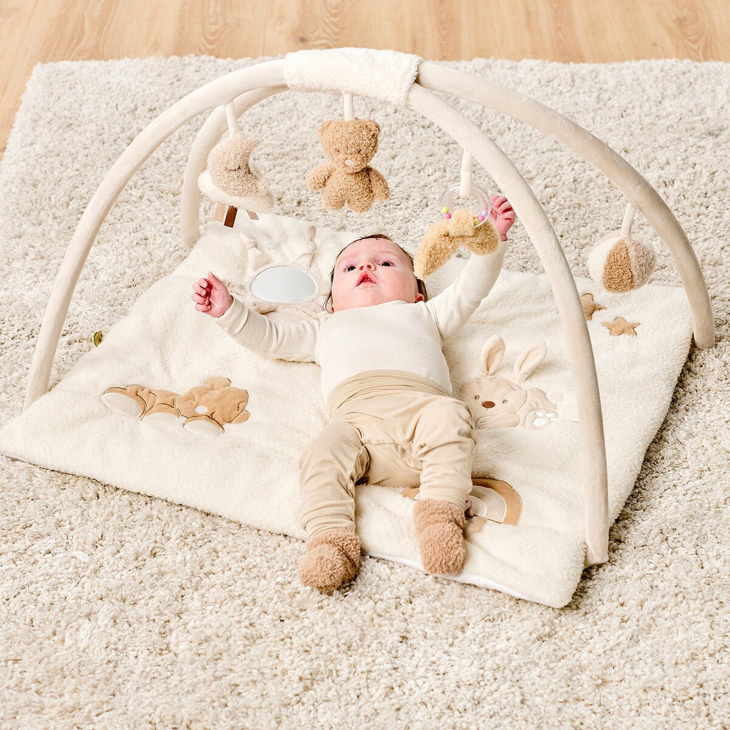 Nærbilde av rangle på Babygym med krablematte TEDDY Ø 90 cm