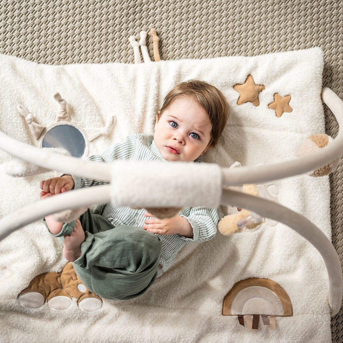 Babygym med krablematte TEDDY Ø 90 cm med speil detalj