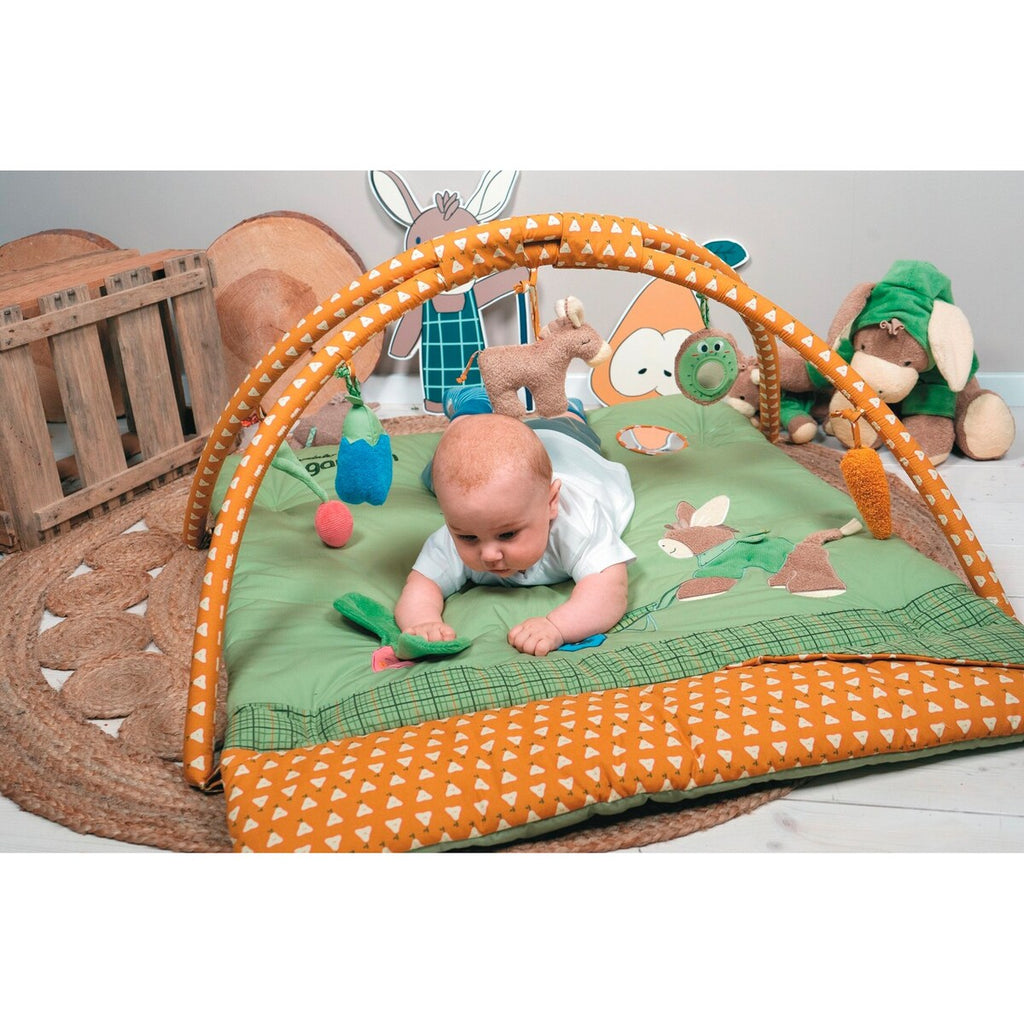 Nærbilde av rangle på Babygym med lekematte Esel Emmilius med rangle